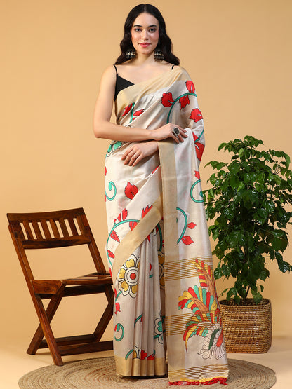 Ethnic Motif printed Kosa silk saree