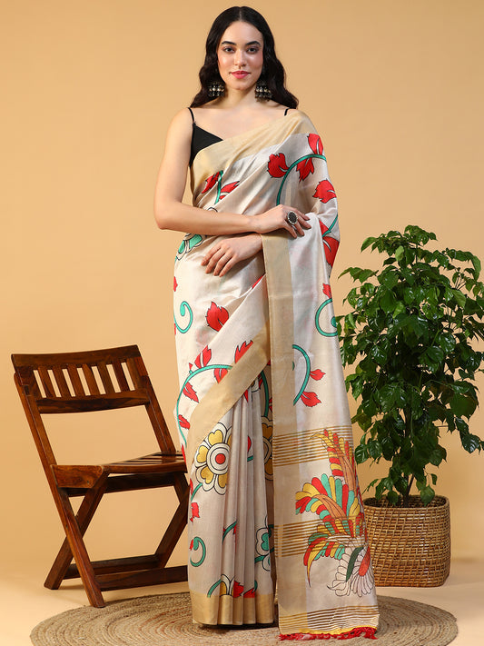 Ethnic Motif printed Kosa silk saree