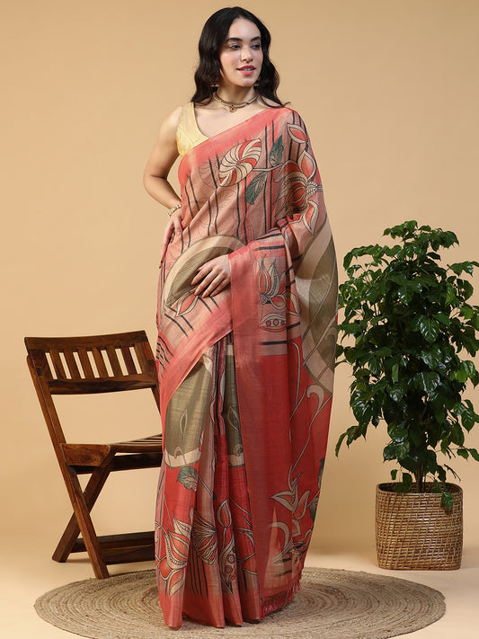 Designer digital printed Erode Silk saree