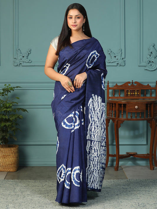 Ethnic Motif printed Bhagalpuri silk saree