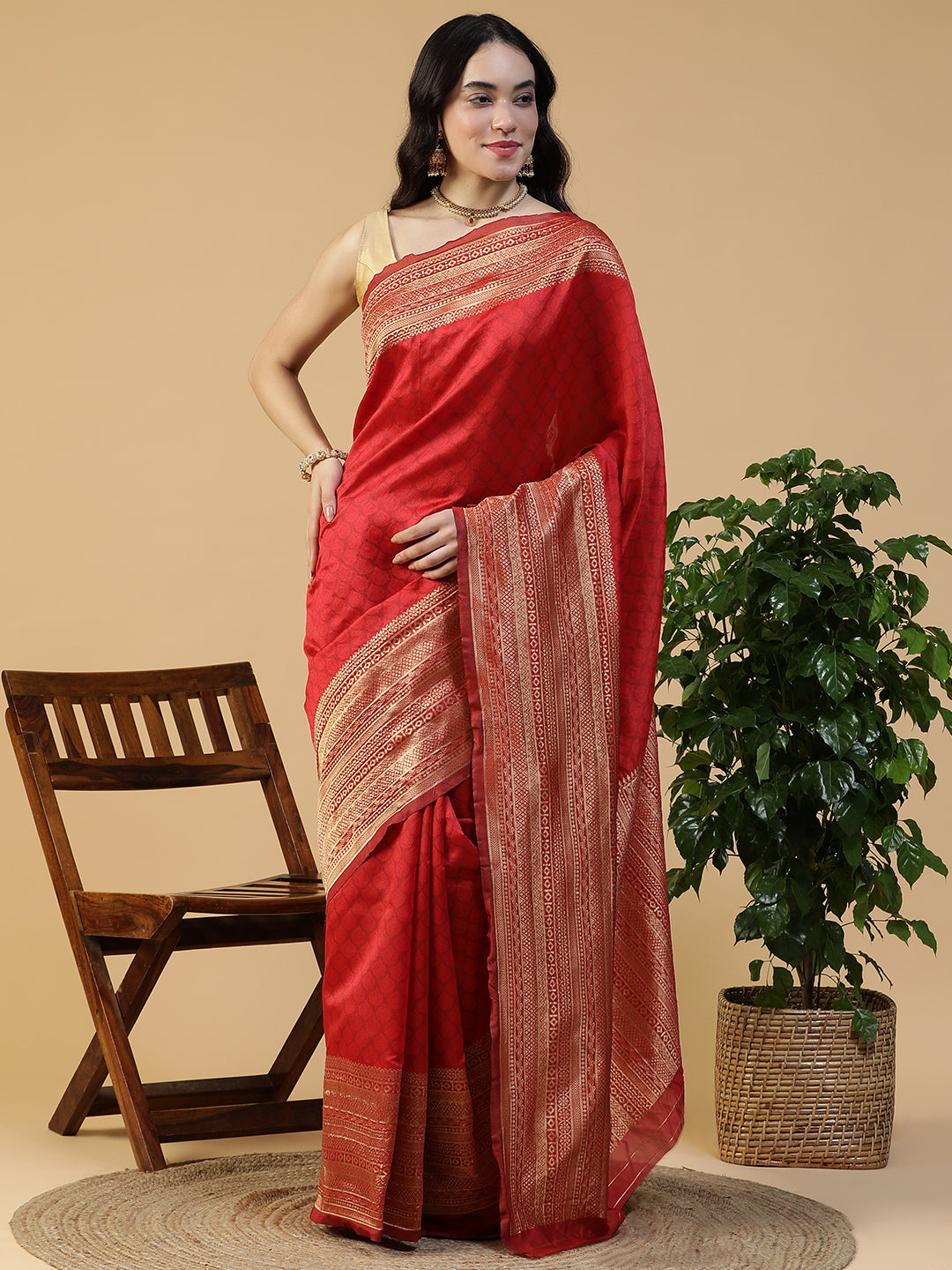 Silk Banarasi Saree with Silver weaving