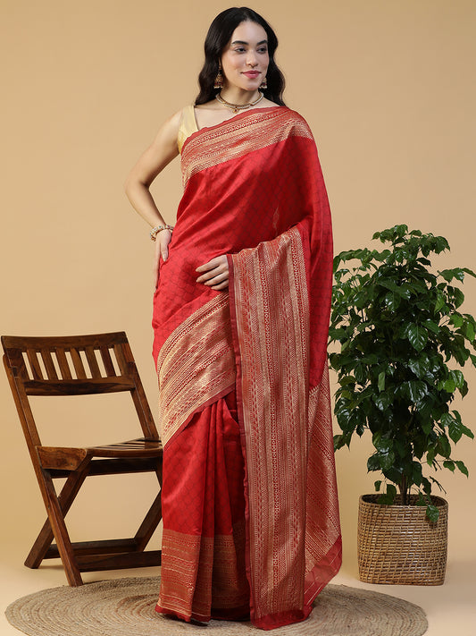 Silk Banarasi Saree with Silver weaving