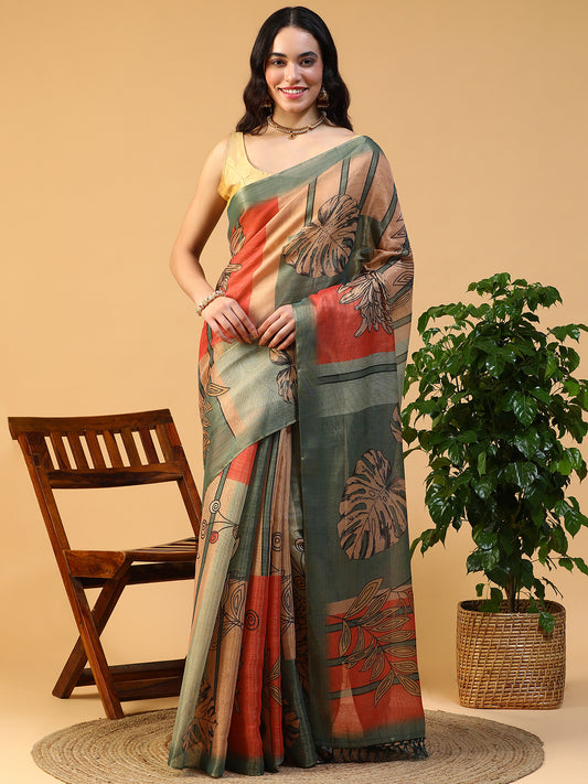 Designer digital printed Erode Silk saree