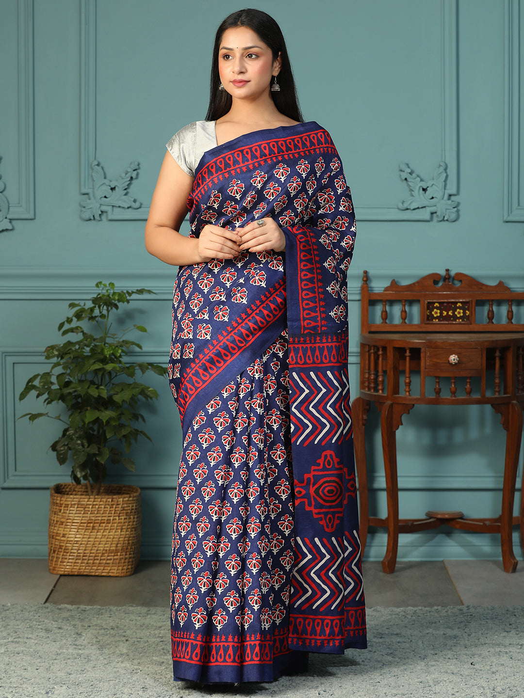 Designer Bagh printed Bhagalpuri Silk Saree