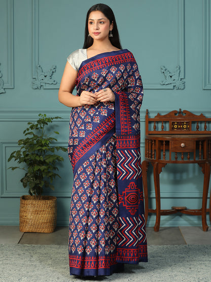 Designer Bagh printed Bhagalpuri Silk Saree