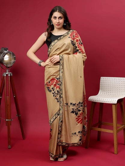 Classy printed silk blend Saree