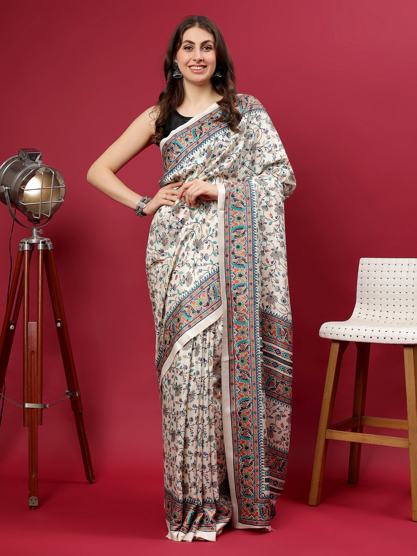 Classy printed silk blend Saree