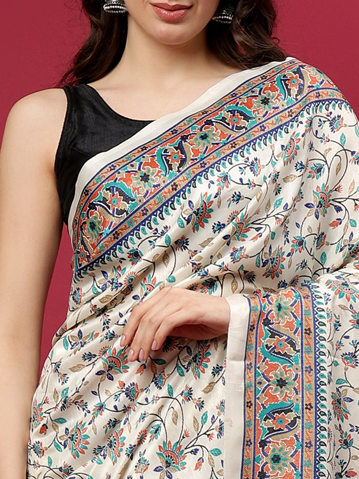 Classy printed silk blend Saree
