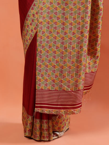 Classy printed silk blend Saree