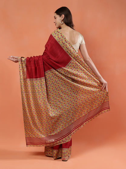 Classy printed silk blend Saree