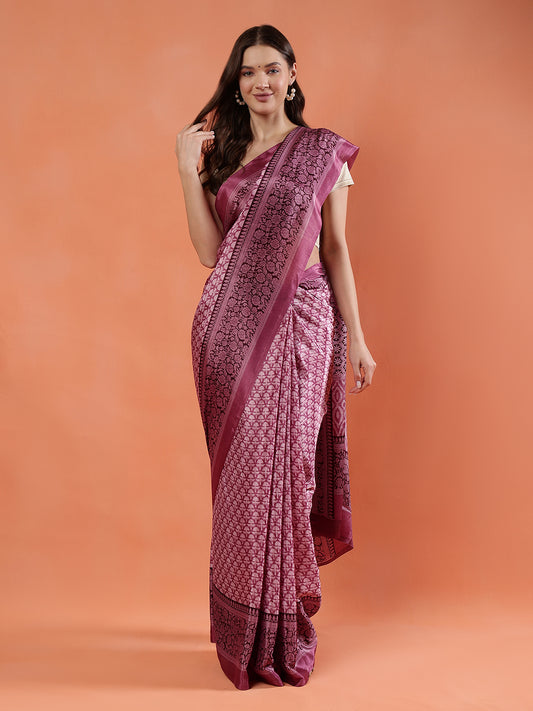 Classy printed silk blend Saree