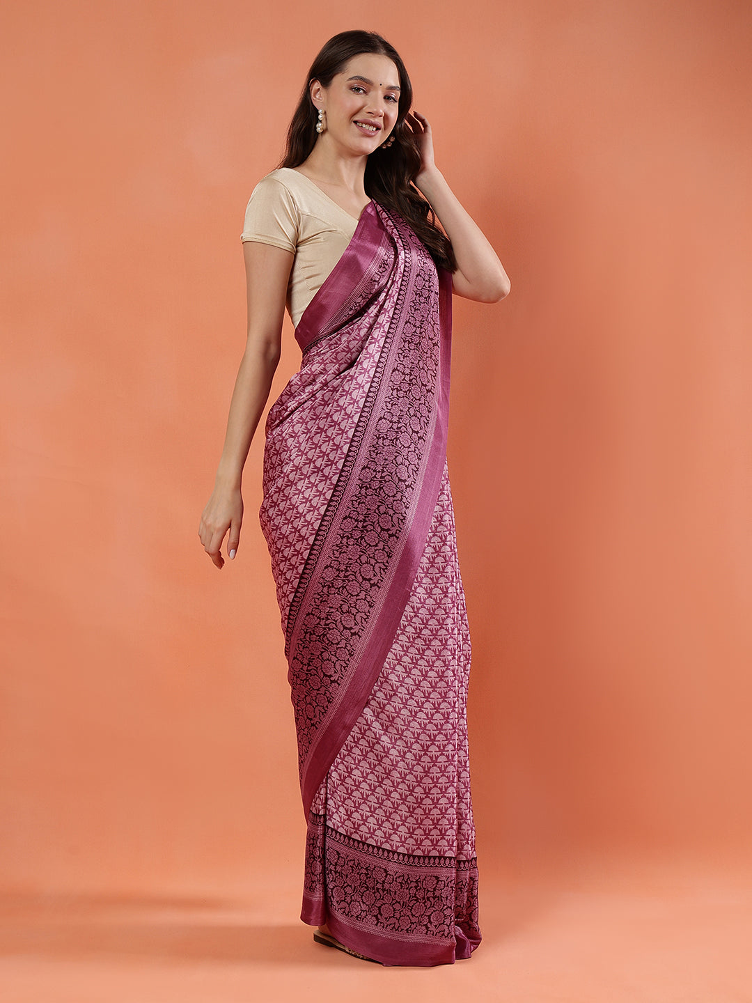 Classy printed silk blend Saree