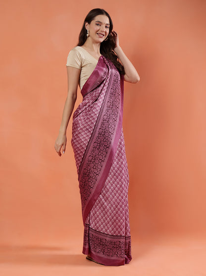 Classy printed silk blend Saree
