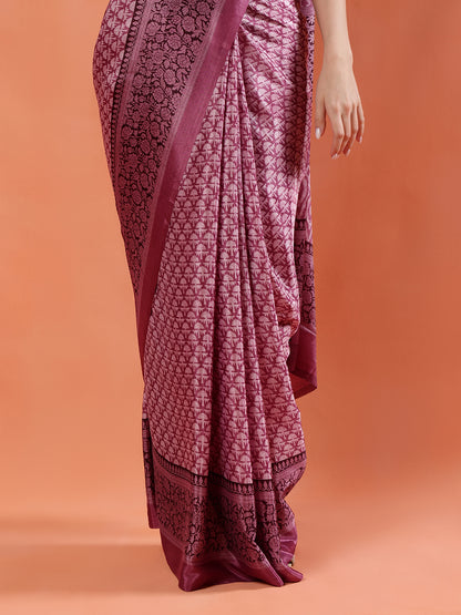 Classy printed silk blend Saree