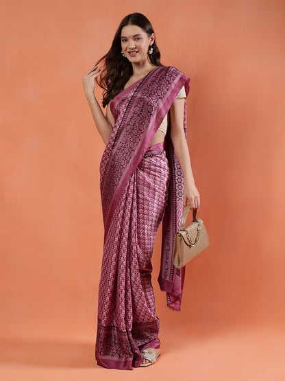 Classy printed silk blend Saree
