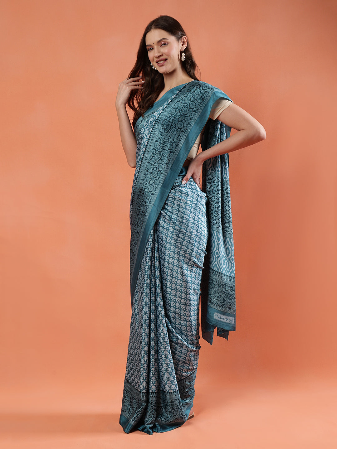 Classy printed silk blend Saree