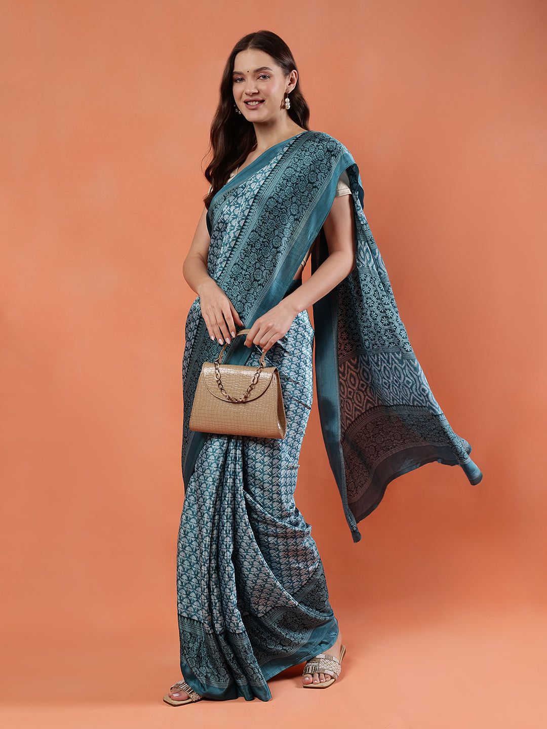 Classy printed silk blend Saree