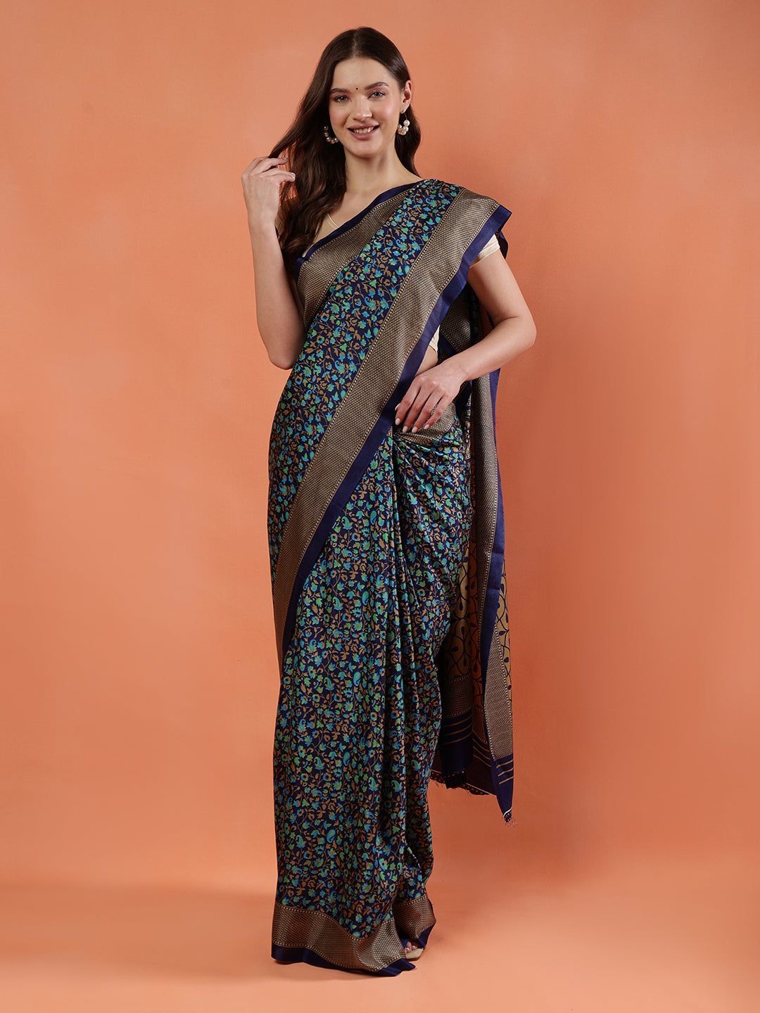 Classy printed silk blend Saree