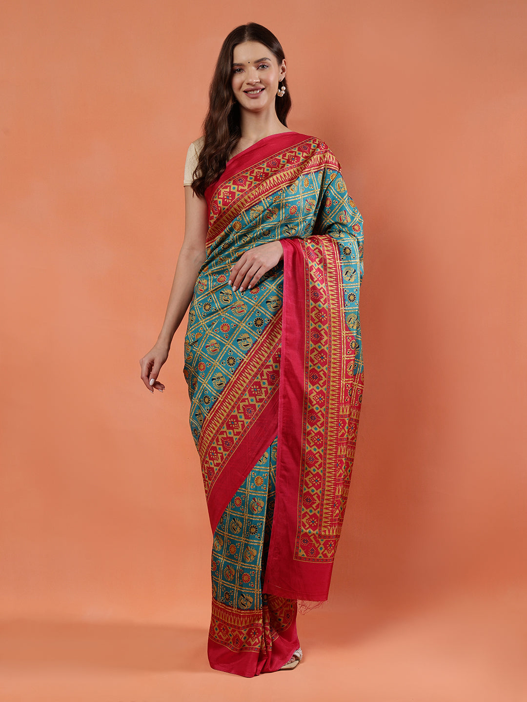Classy printed silk blend Saree