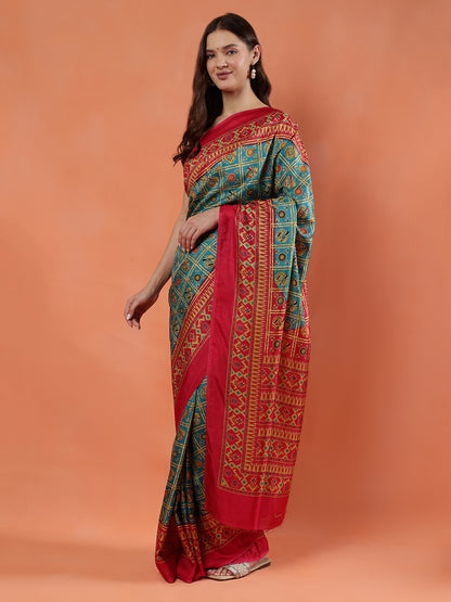 Classy printed silk blend Saree