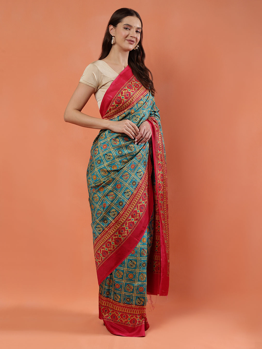 Classy printed silk blend Saree