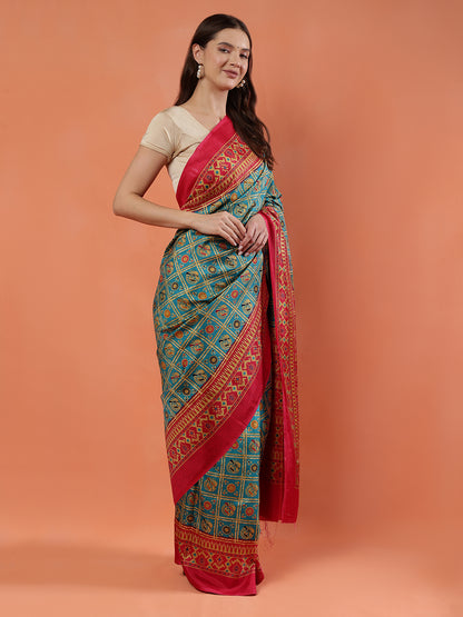 Classy printed silk blend Saree