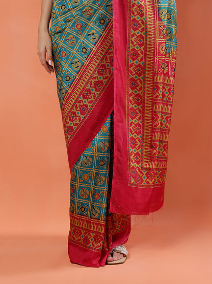 Classy printed silk blend Saree