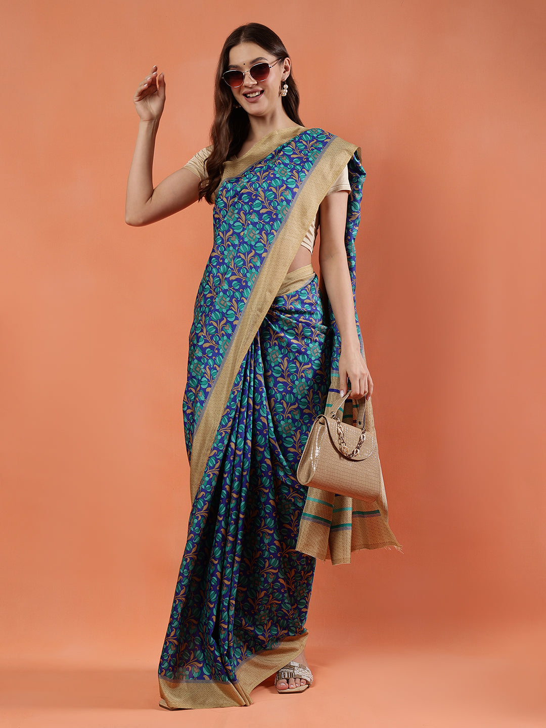 Classy printed silk blend Saree