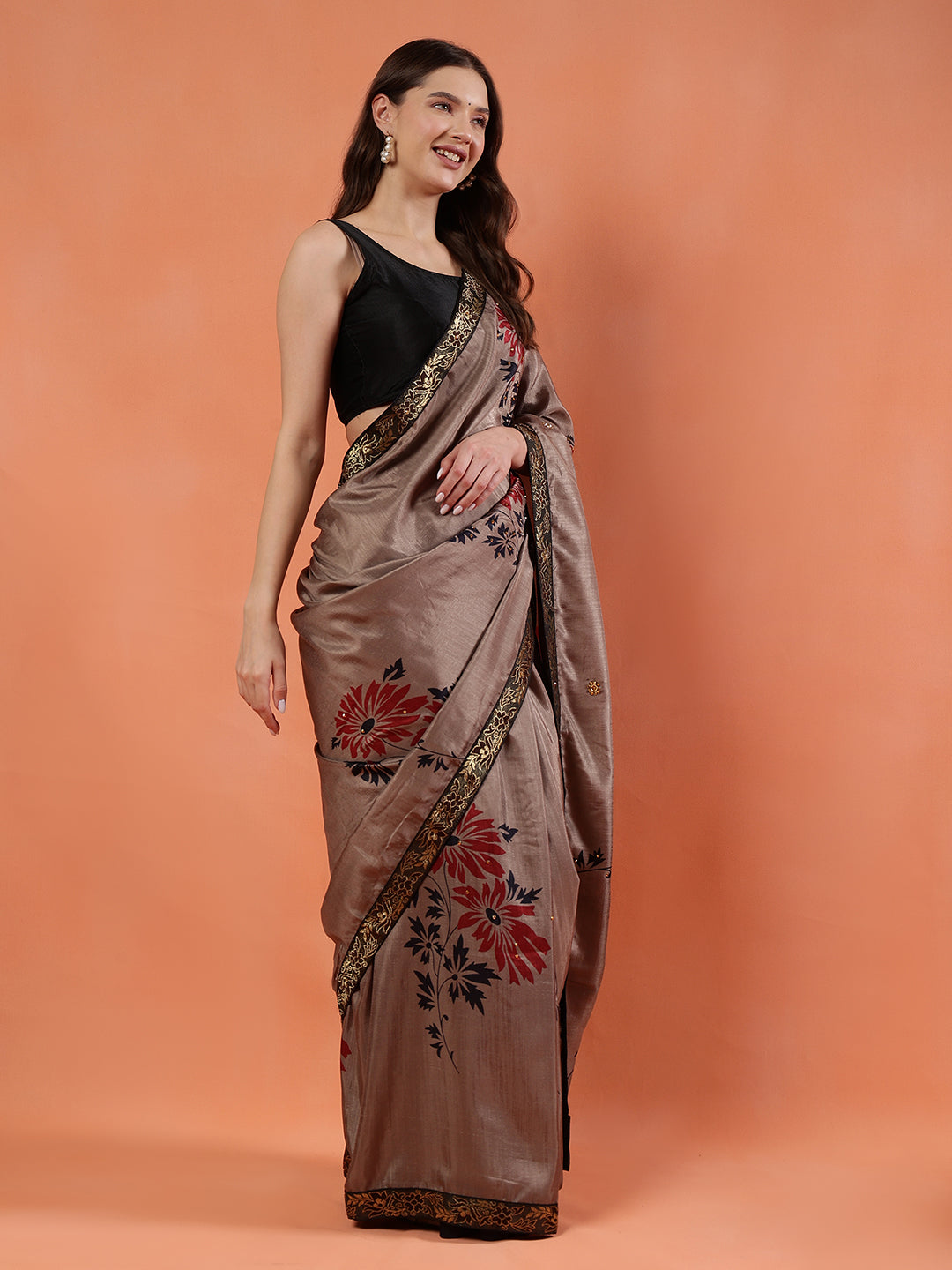 Classy printed silk blend Saree