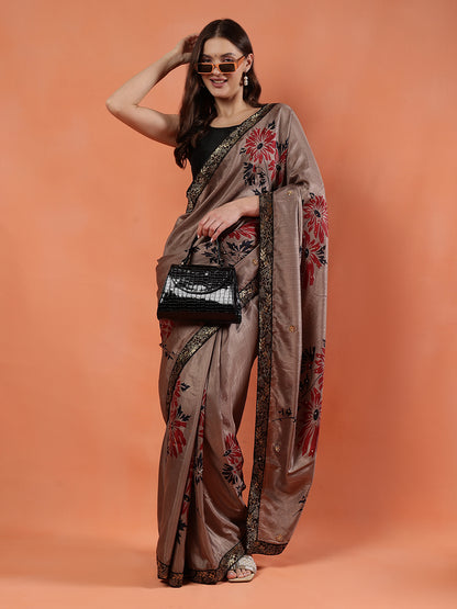 Classy printed silk blend Saree