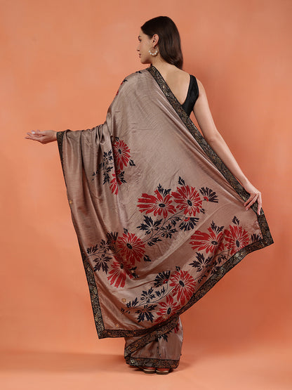 Classy printed silk blend Saree
