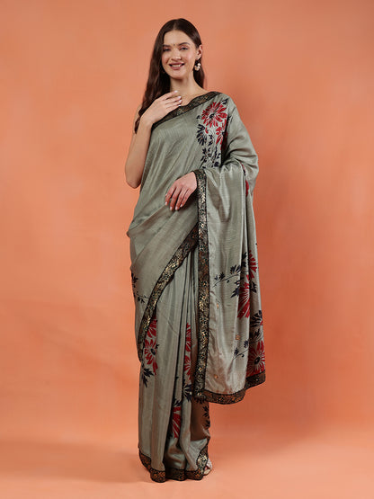Classy printed silk blend Saree