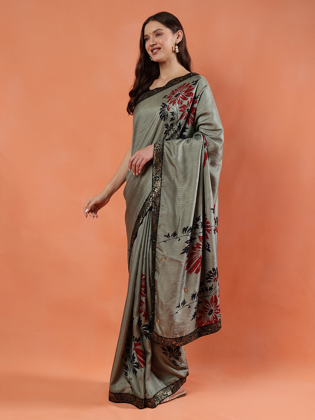 Classy printed silk blend Saree
