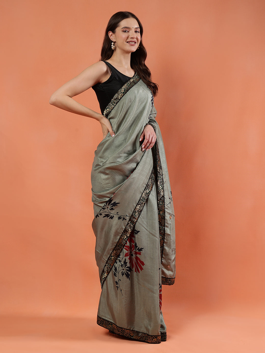 Classy printed silk blend Saree
