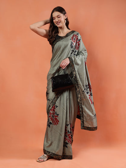 Classy printed silk blend Saree