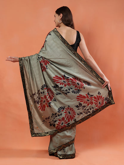 Classy printed silk blend Saree