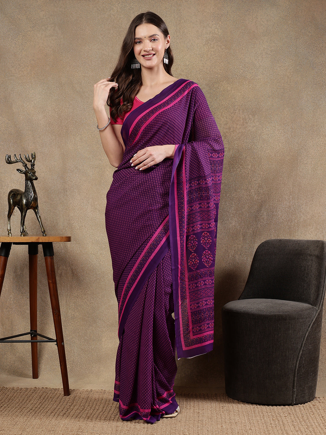 Classy printed silk blend Saree