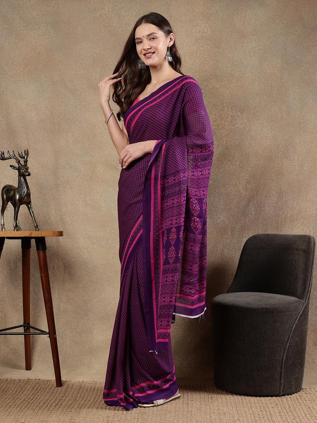 Classy printed silk blend Saree