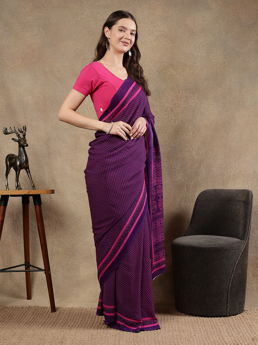 Classy printed silk blend Saree