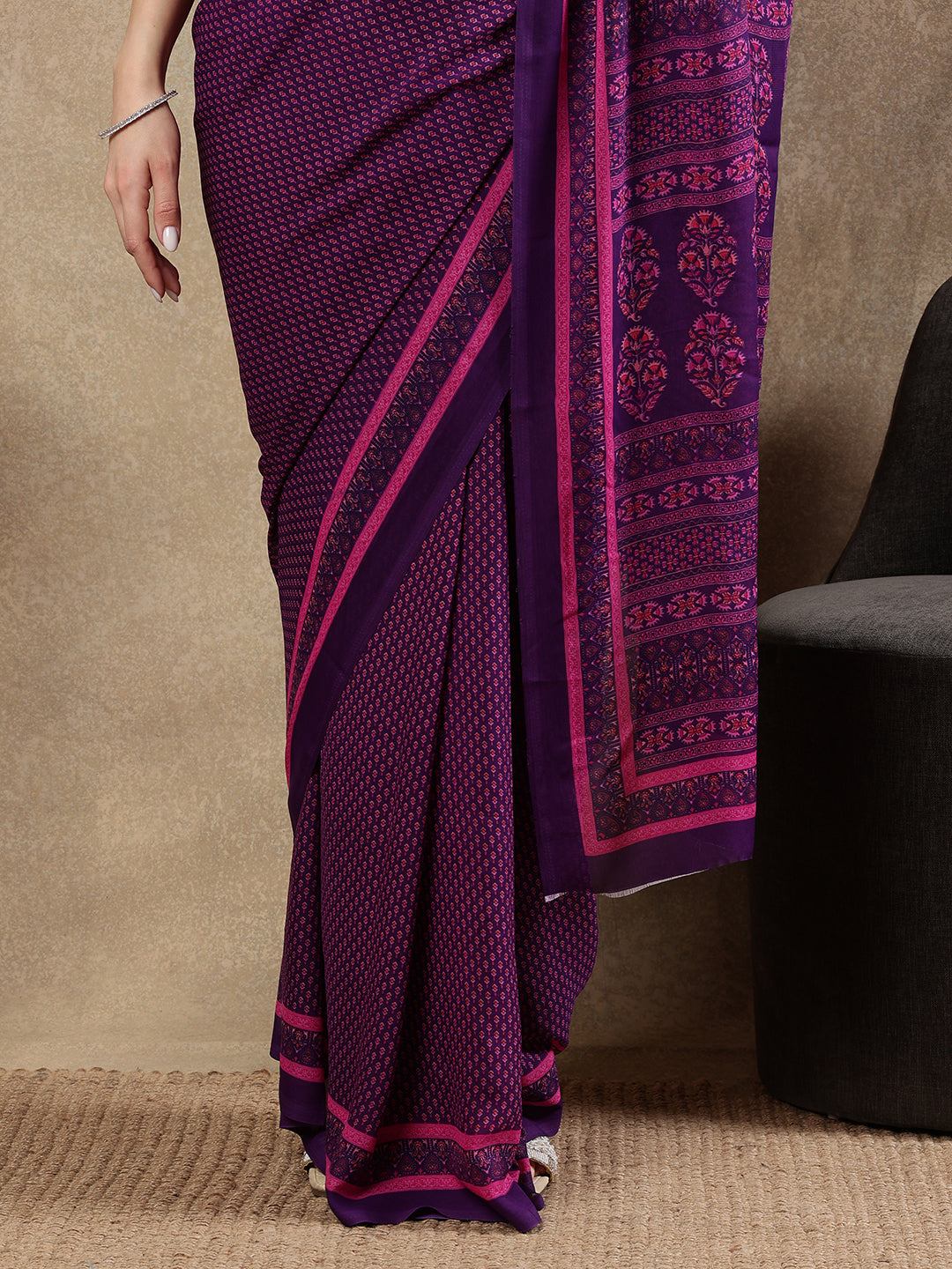 Classy printed silk blend Saree