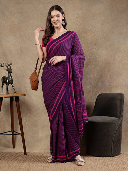 Classy printed silk blend Saree