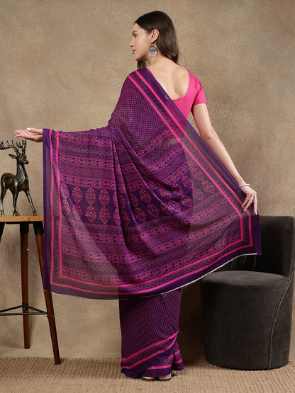 Classy printed silk blend Saree