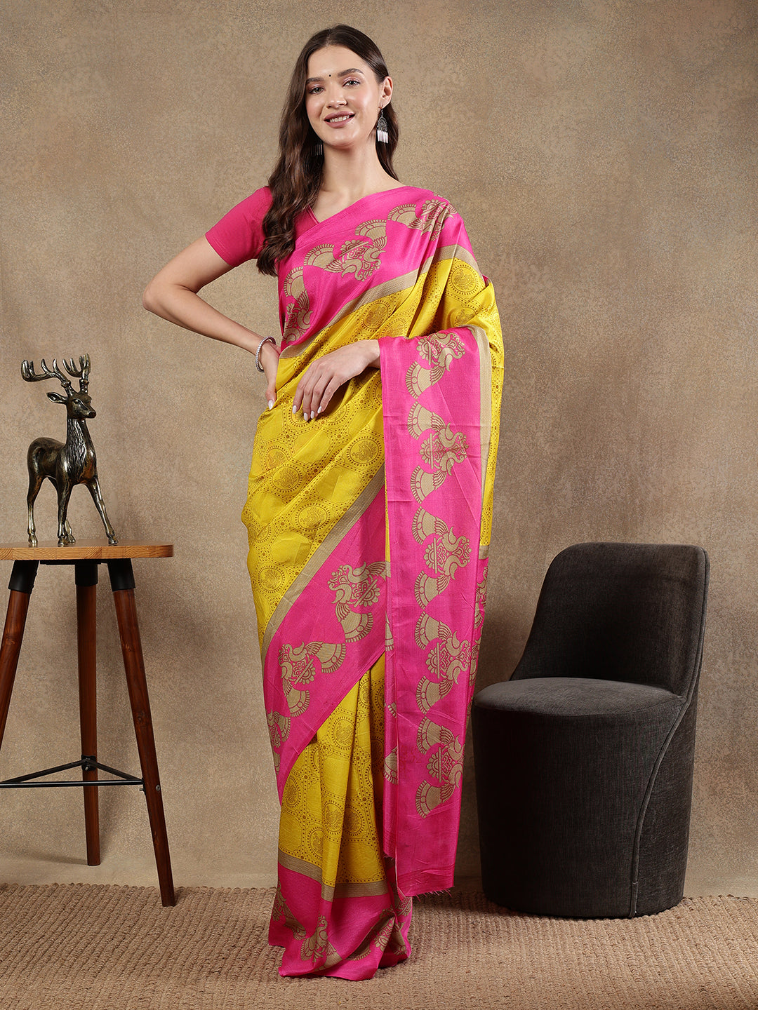 Classy printed silk blend Saree