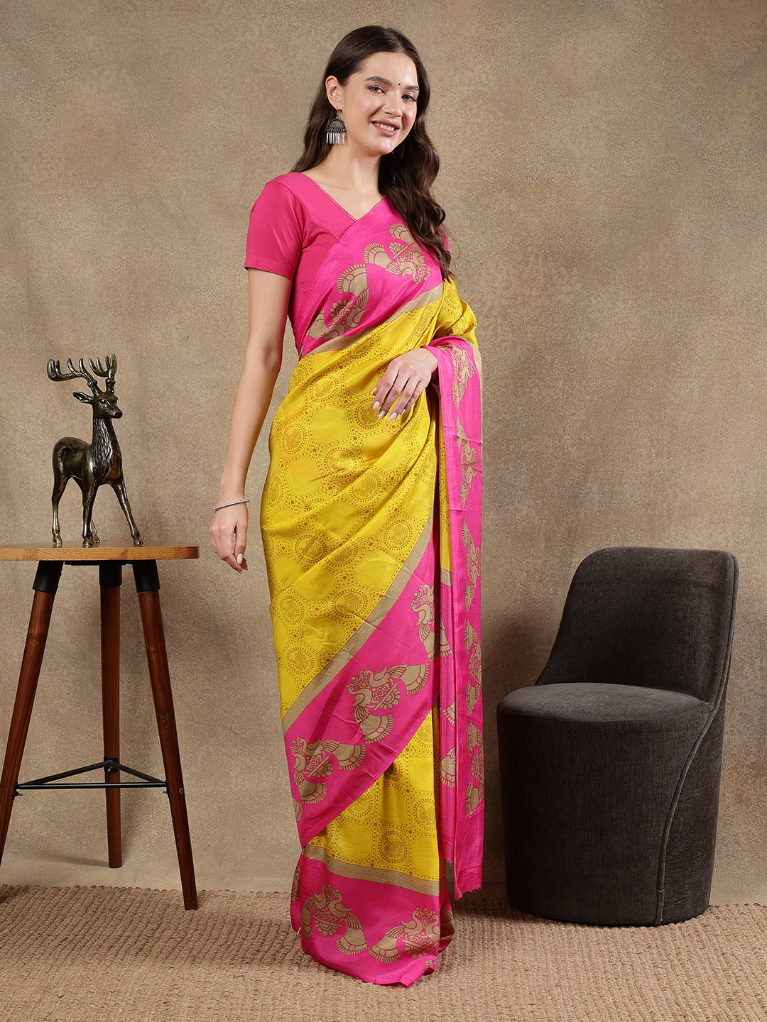 Classy printed silk blend Saree