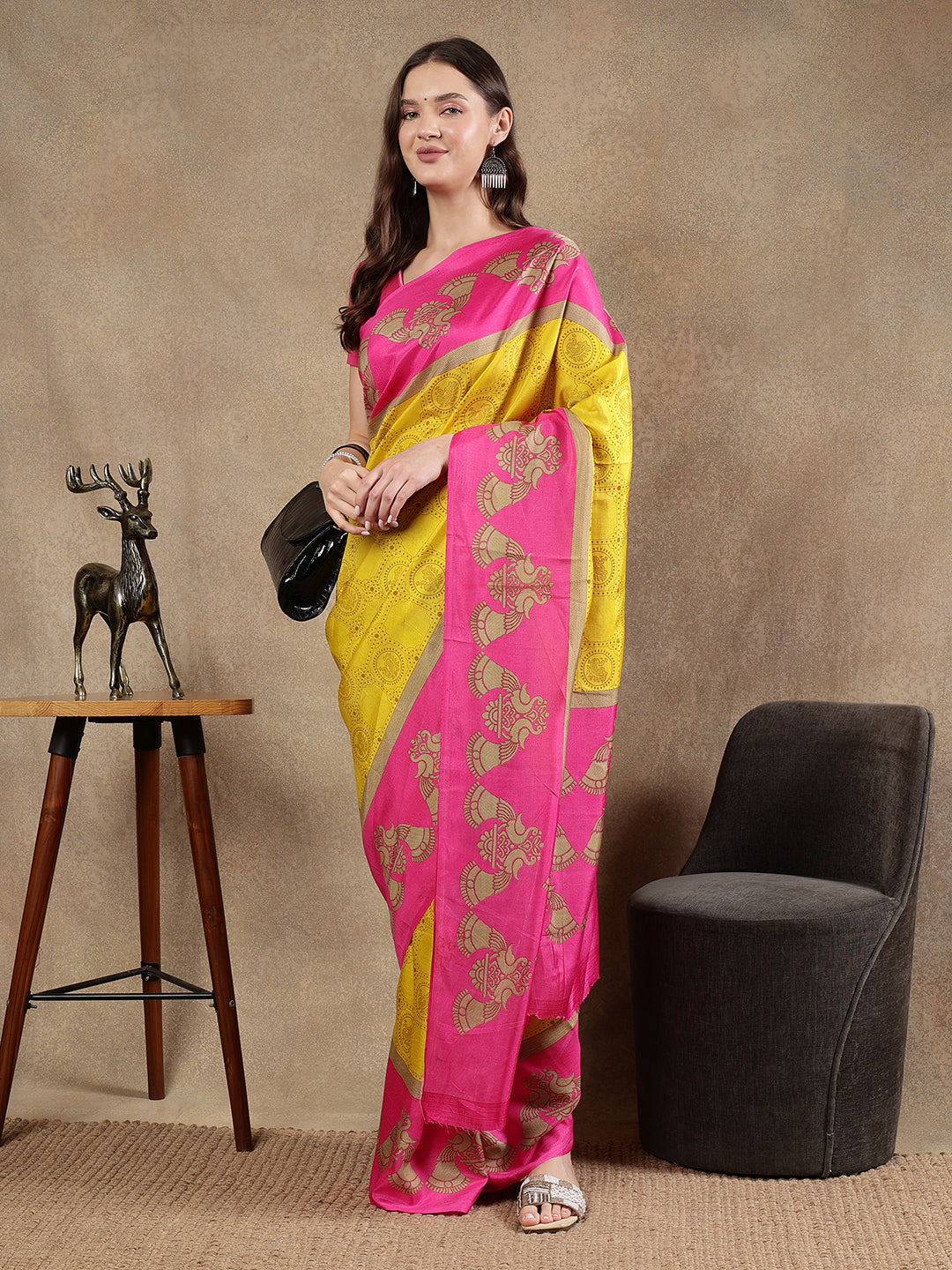 Classy printed silk blend Saree
