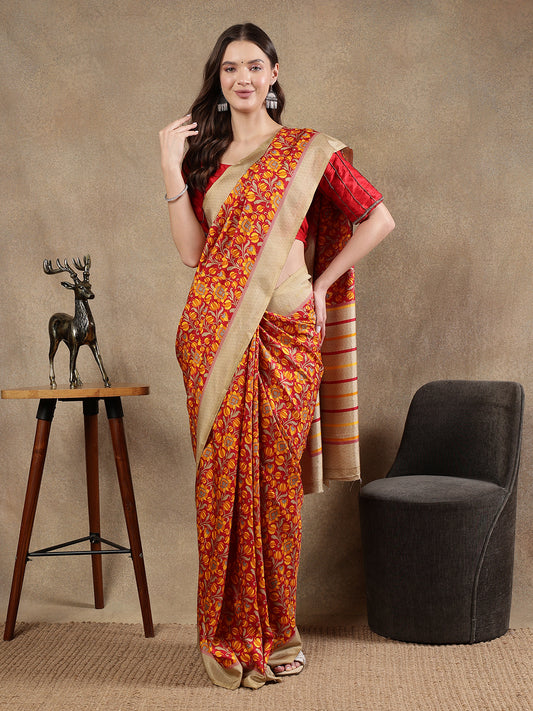 Classy printed silk blend Saree