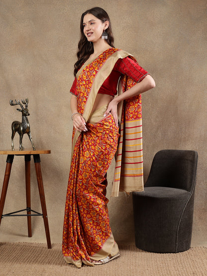 Classy printed silk blend Saree