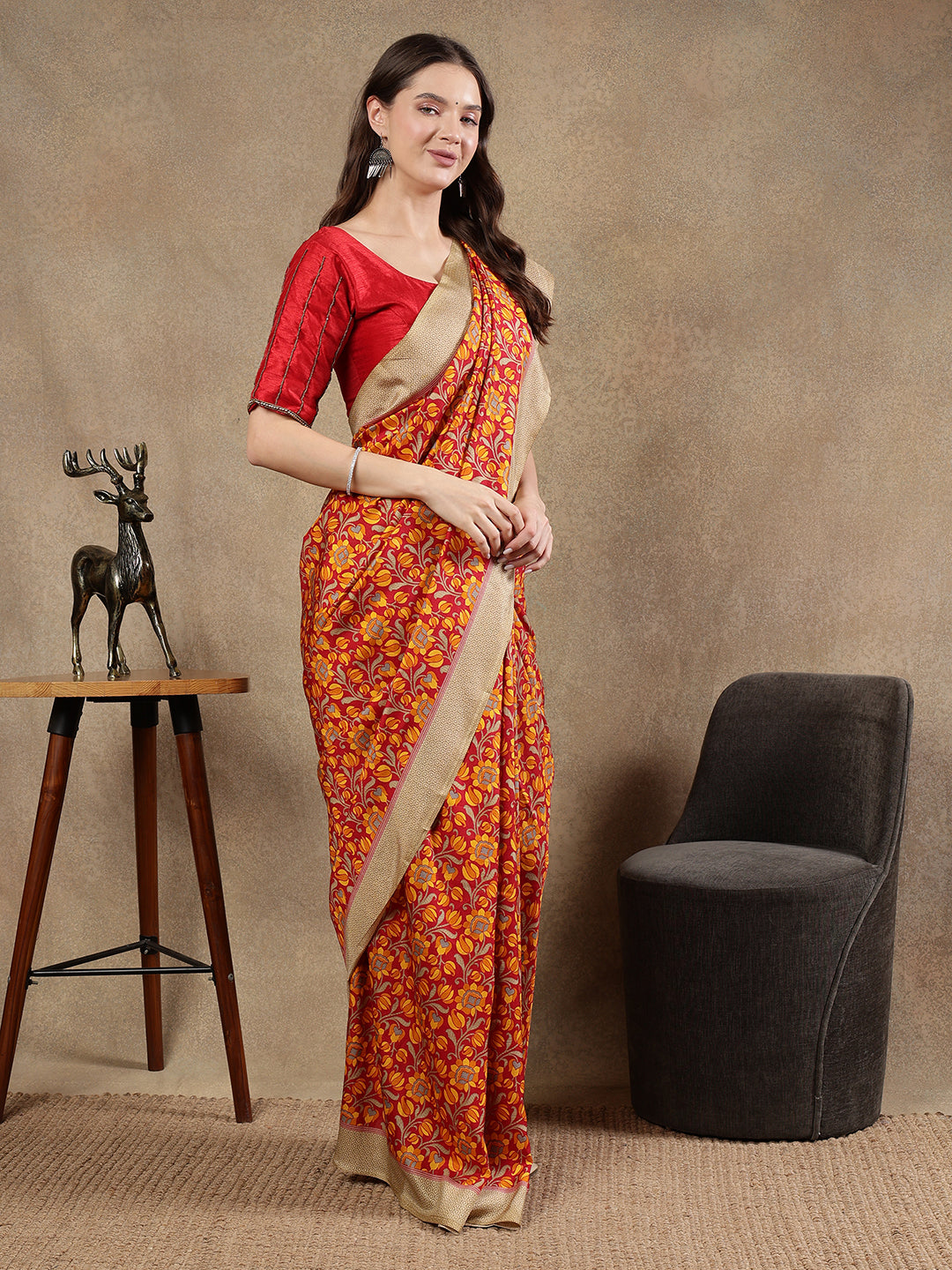 Classy printed silk blend Saree
