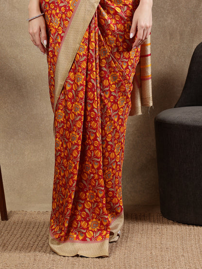 Classy printed silk blend Saree