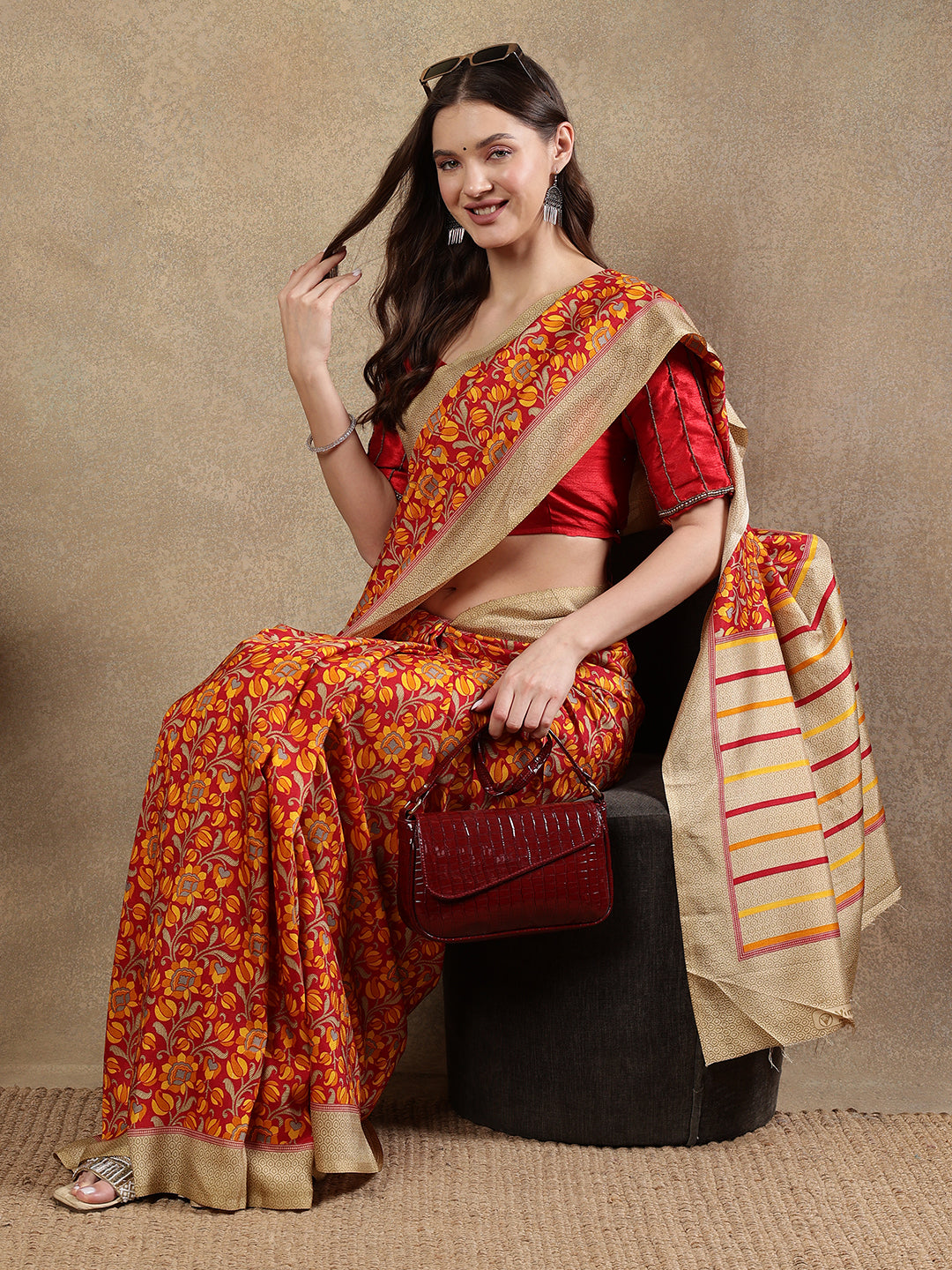 Classy printed silk blend Saree